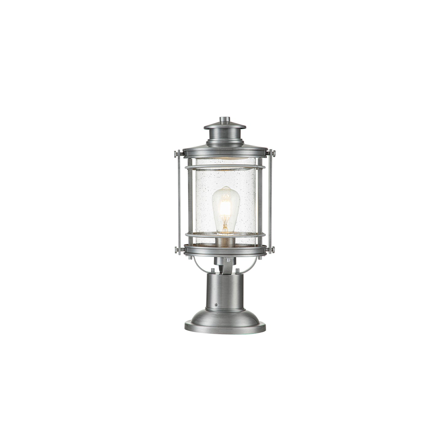 Booker 1-Light Medium Pedestal Lantern in Industrial Aluminium
