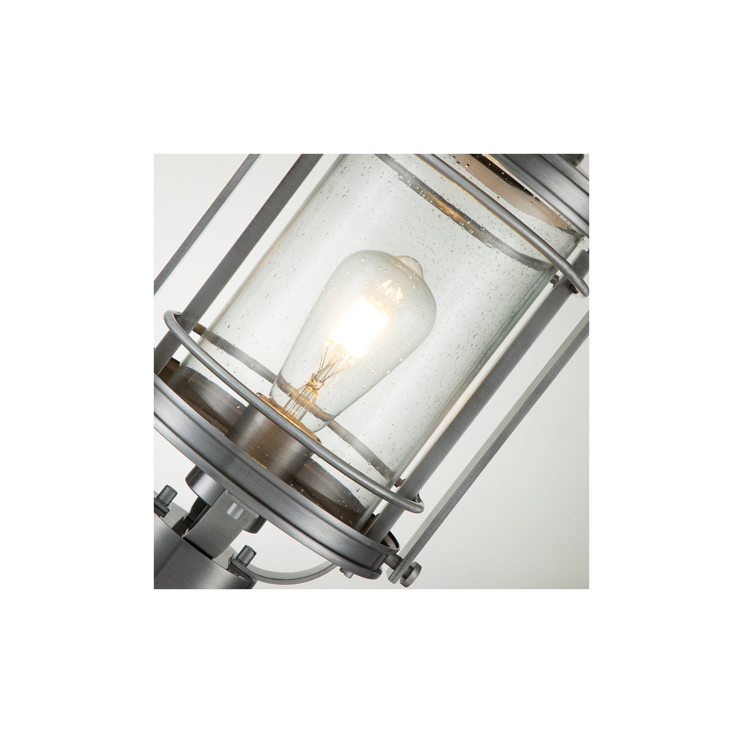 Booker 1-Light Medium Pedestal Lantern in Industrial Aluminium