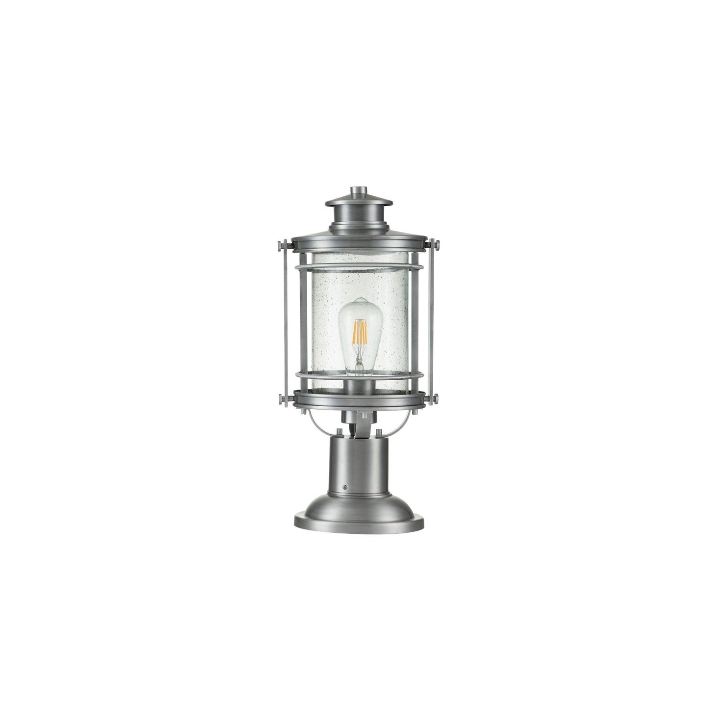 Booker 1-Light Medium Pedestal Lantern in Industrial Aluminium