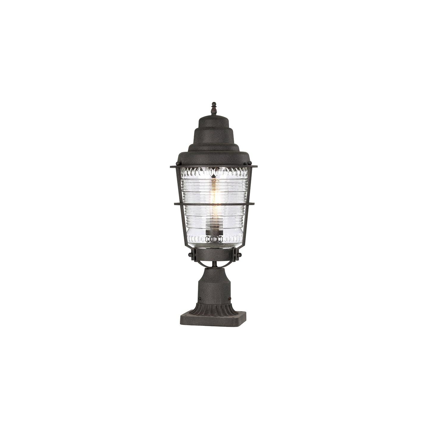 Chance Harbor 1-Light Pedestal Lantern in Weathered Zinc