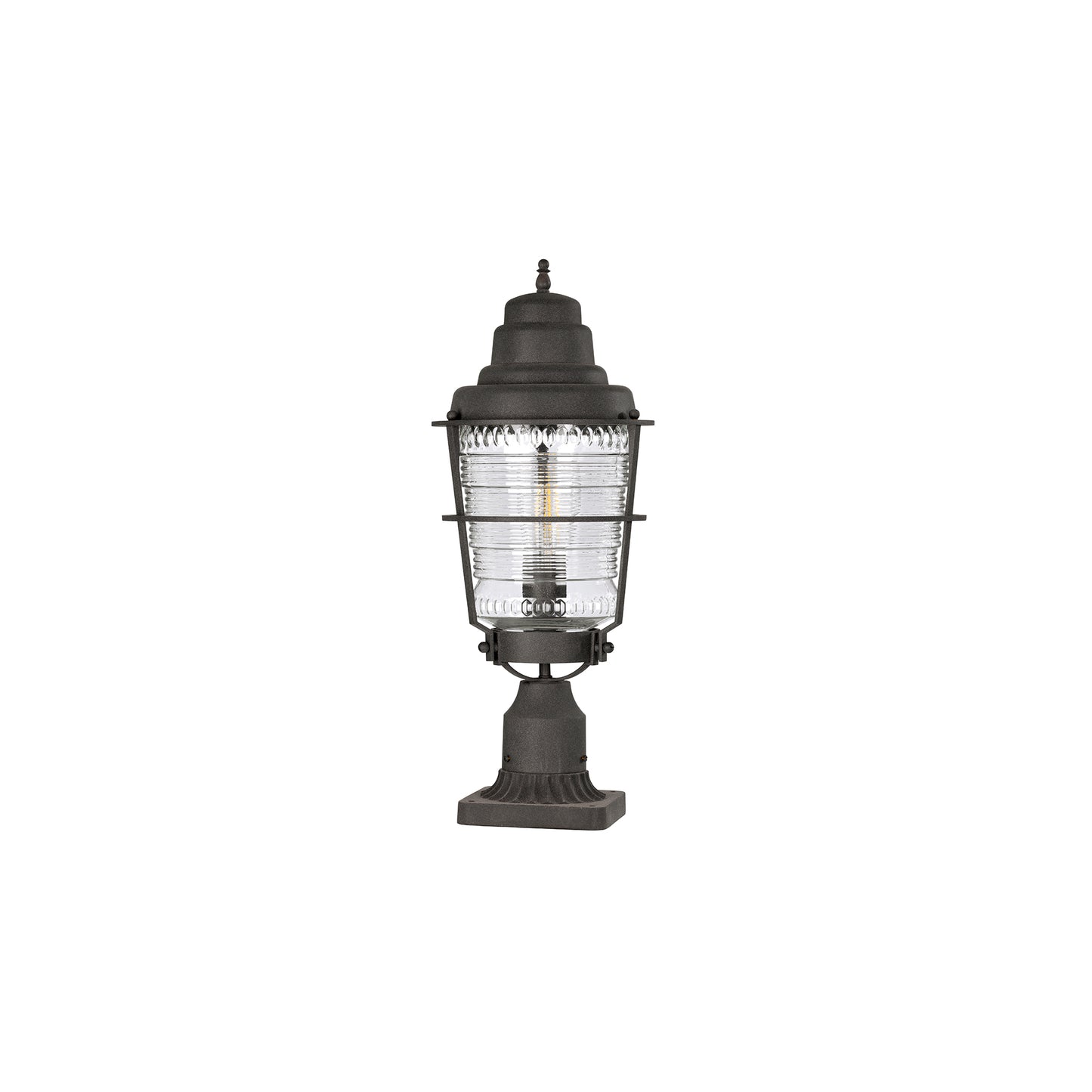 Chance Harbor 1-Light Pedestal Lantern in Weathered Zinc