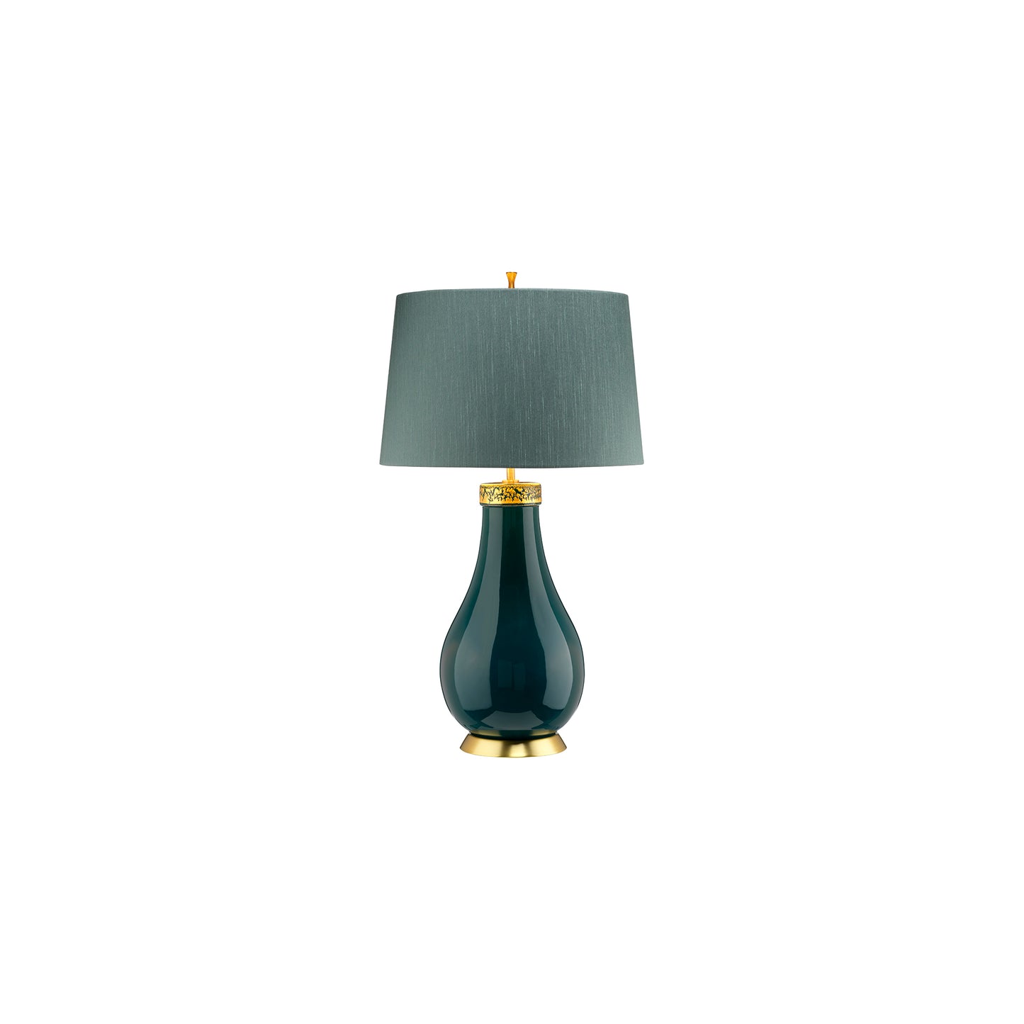 Havering 1-Light Table Lamp in Azure-Turquoise & Aged Brass