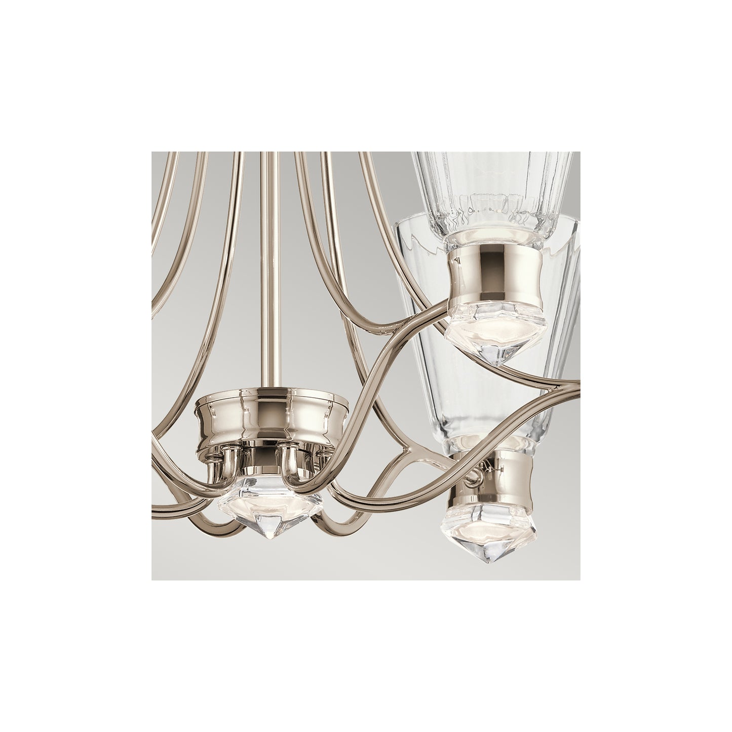 Kayva LED 13-Light 6 Arm Chandelier in Polished Nickel