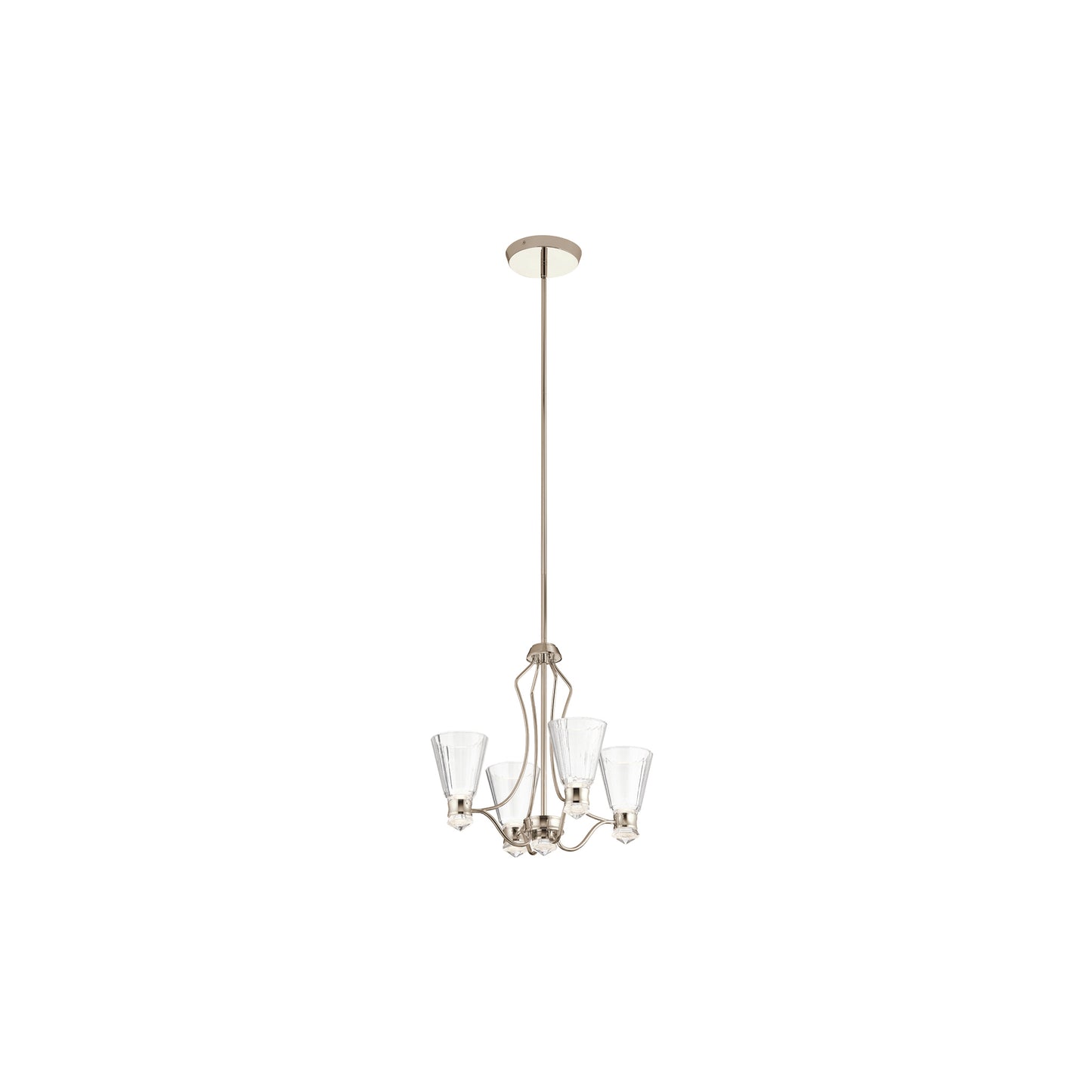 Kayva LED 9-Light 4 Arm Chandelier in Polished Nickel