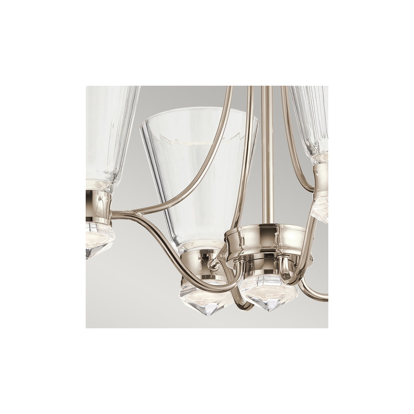 Kayva LED 9-Light 4 Arm Chandelier in Polished Nickel