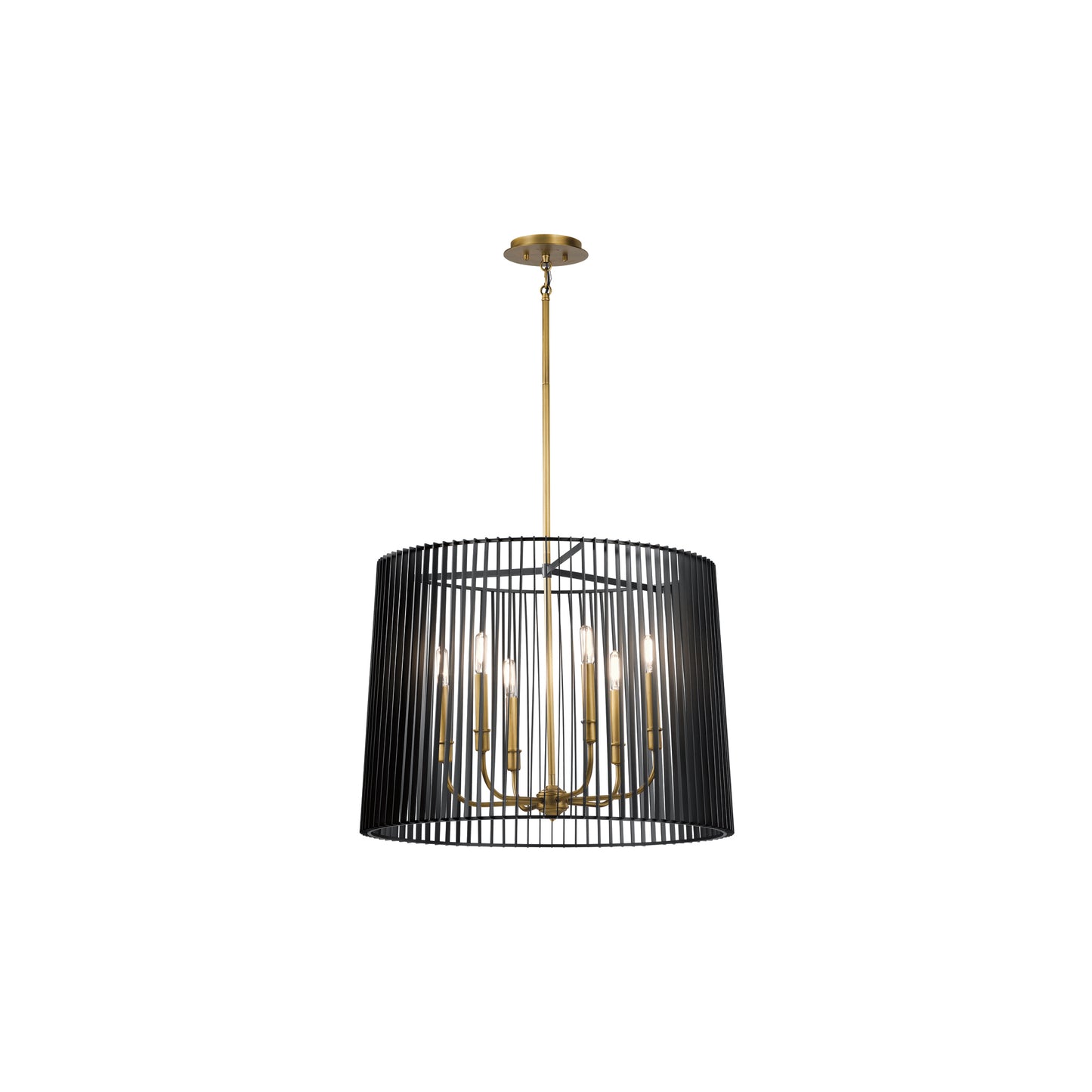 Linara 6-Light Pendant Chandelier in Black & Natural Brass