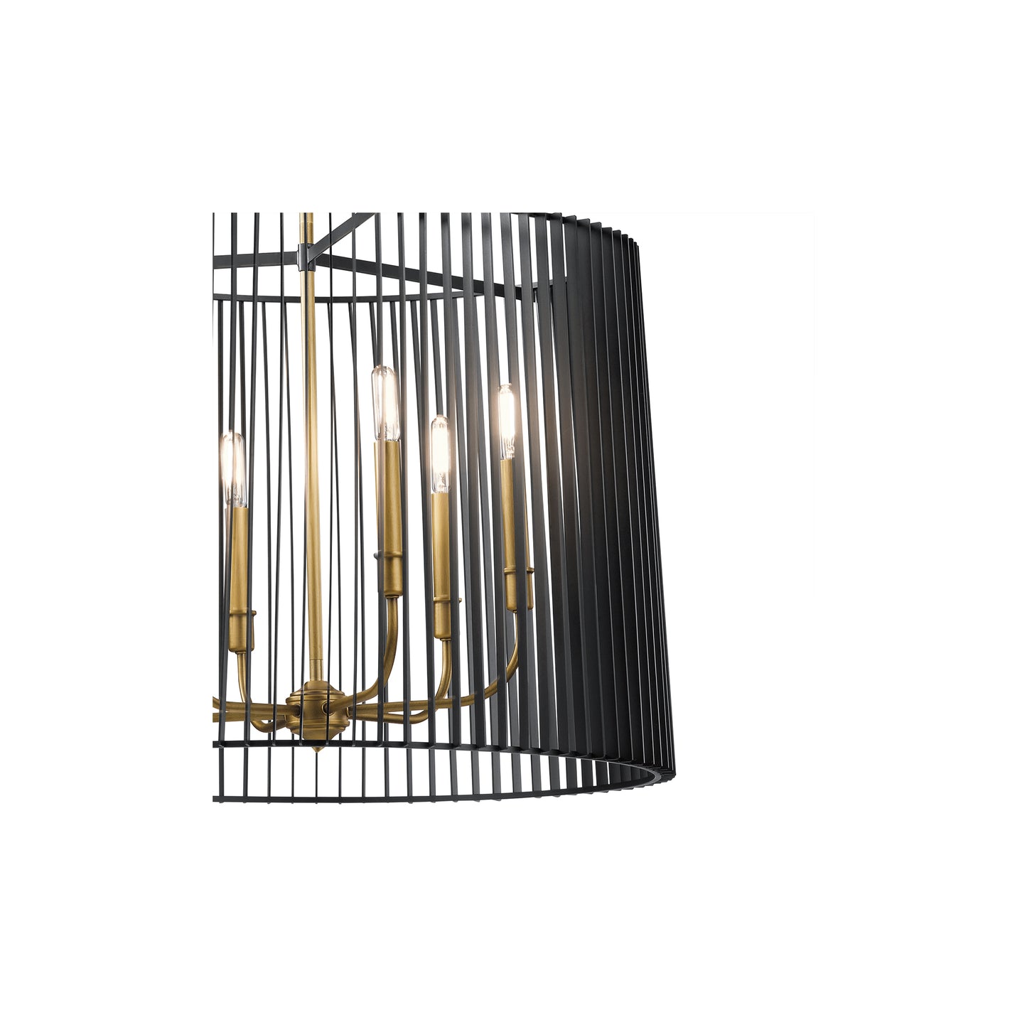 Linara 6-Light Pendant Chandelier in Black & Natural Brass