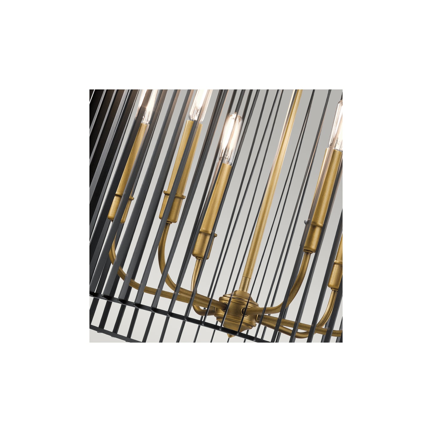 Linara 6-Light Pendant Chandelier in Black & Natural Brass