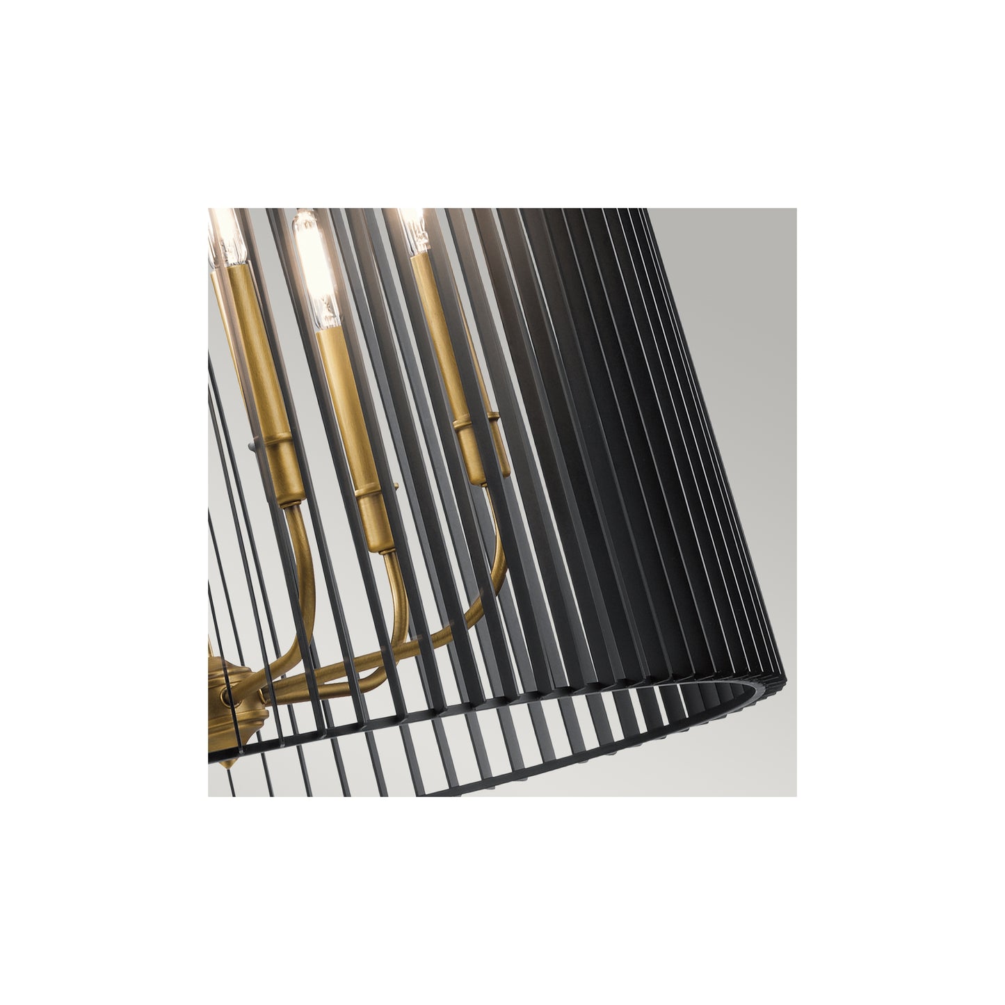 Linara 6-Light Pendant Chandelier in Black & Natural Brass