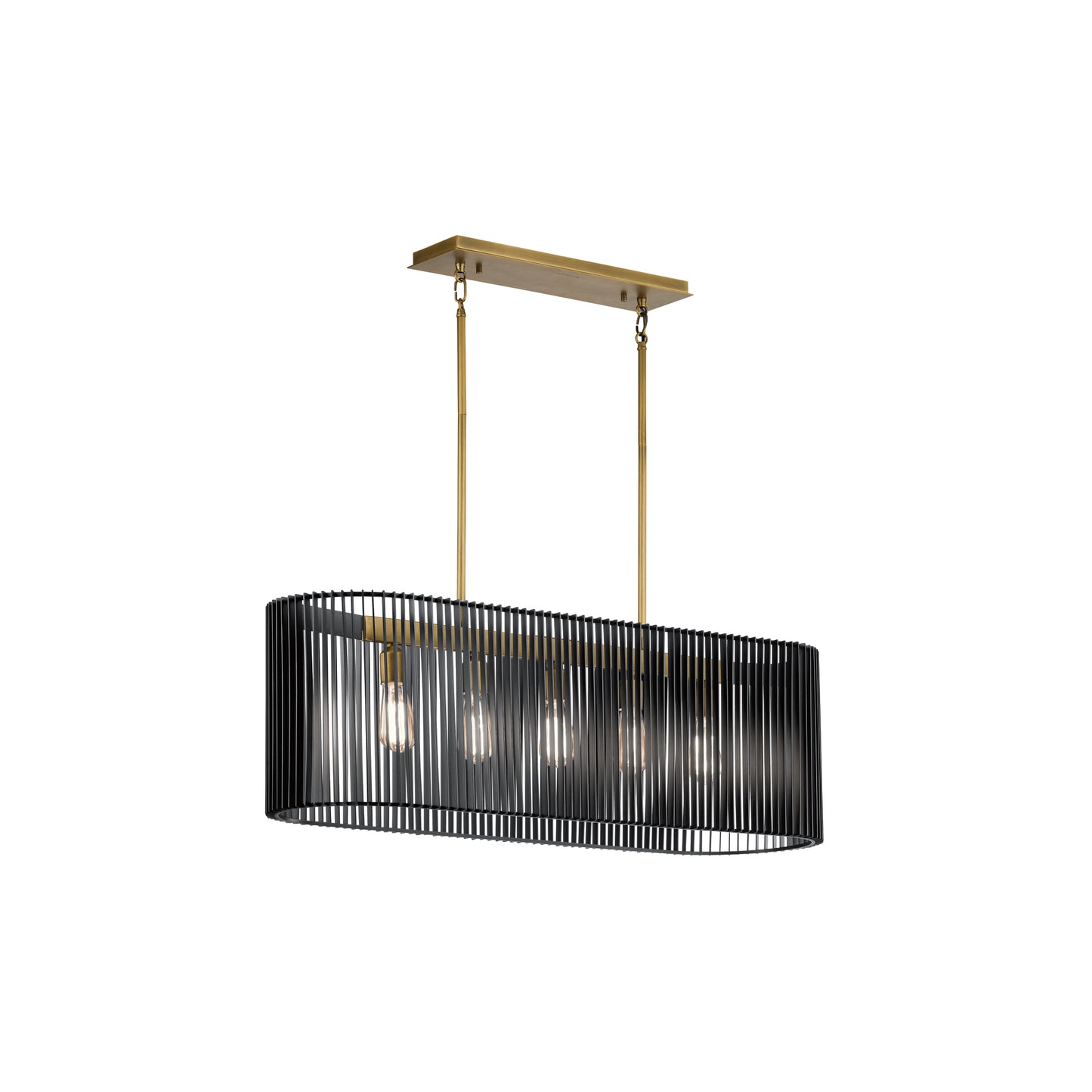 Linara 5-Light Linear Pendant Chandelier in Black & Natural Brass