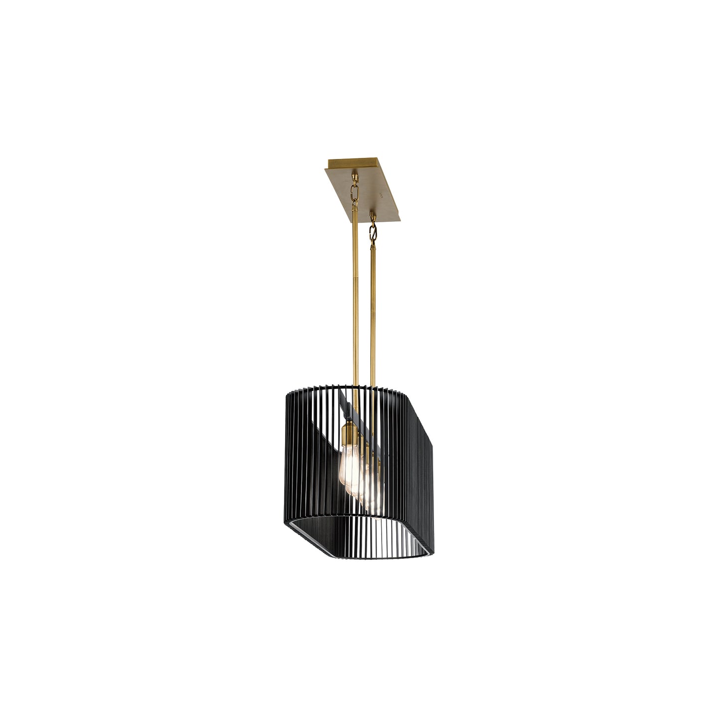 Linara 5-Light Linear Pendant Chandelier in Black & Natural Brass