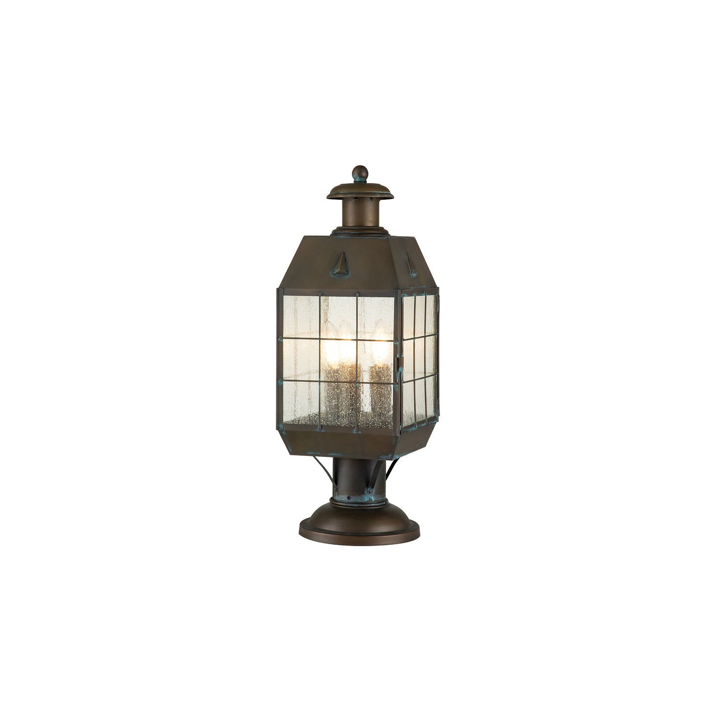 Nantucket 3-Light Large Pedestal Lantern in Aged Brass