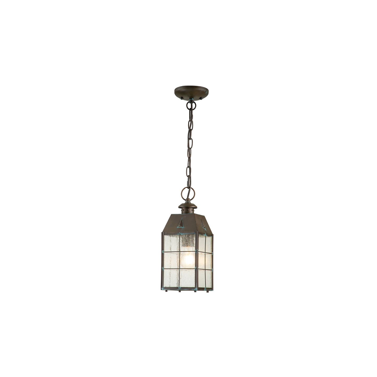 Nantucket 1-Light Medium Chain Lantern in Aged Brass