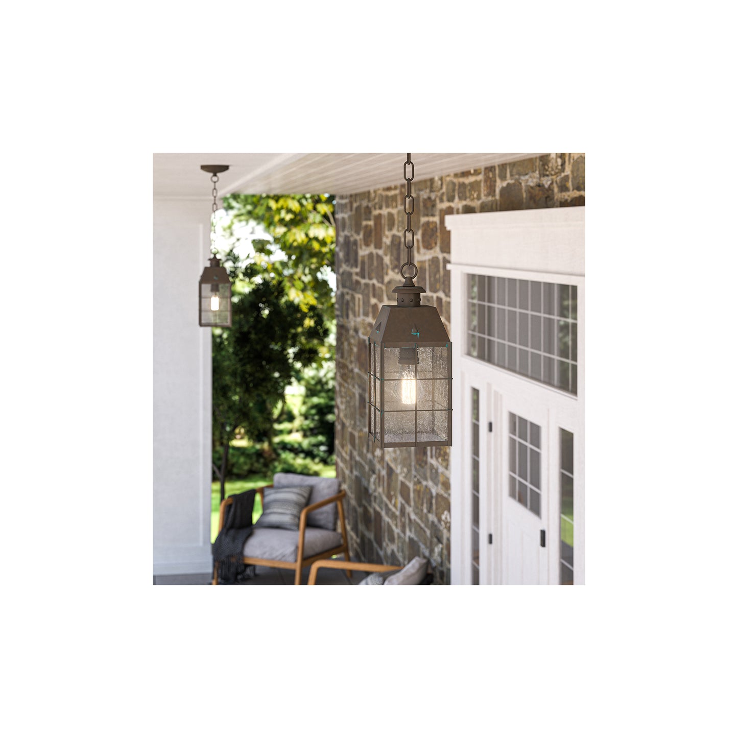 Nantucket 1-Light Medium Chain Lantern in Aged Brass
