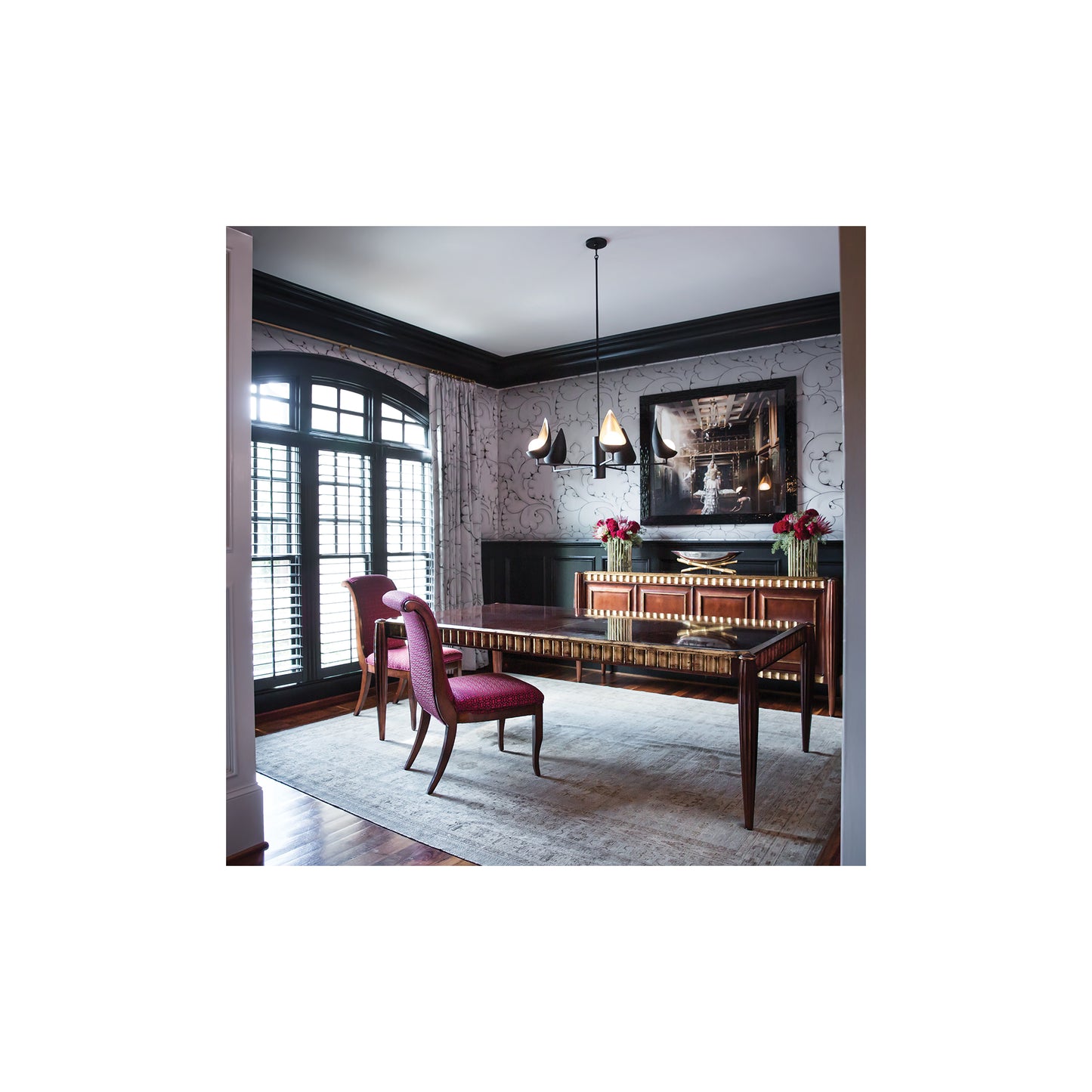 Ren 5-Light Chandelier in Matt Black & Gold