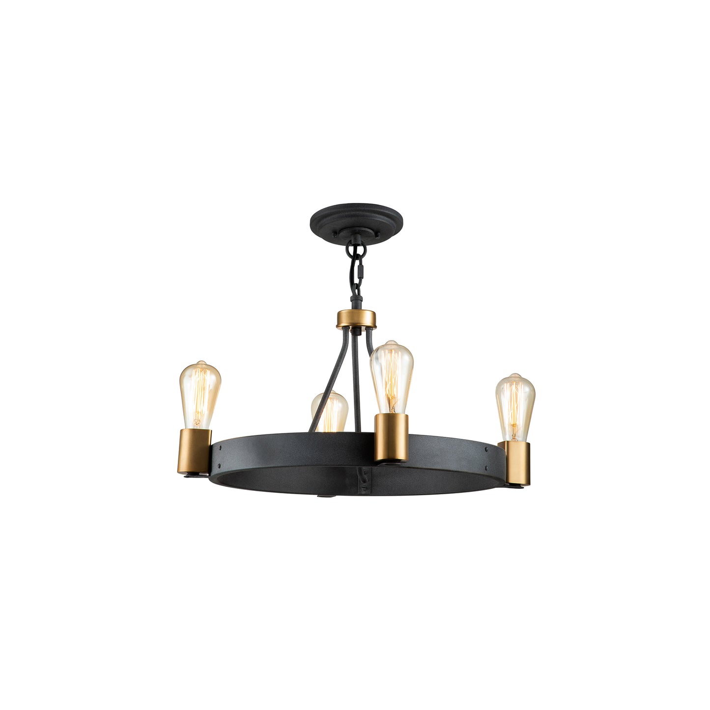 Silas 4-Light Pendant in Aged Zinc & Heritage Brass