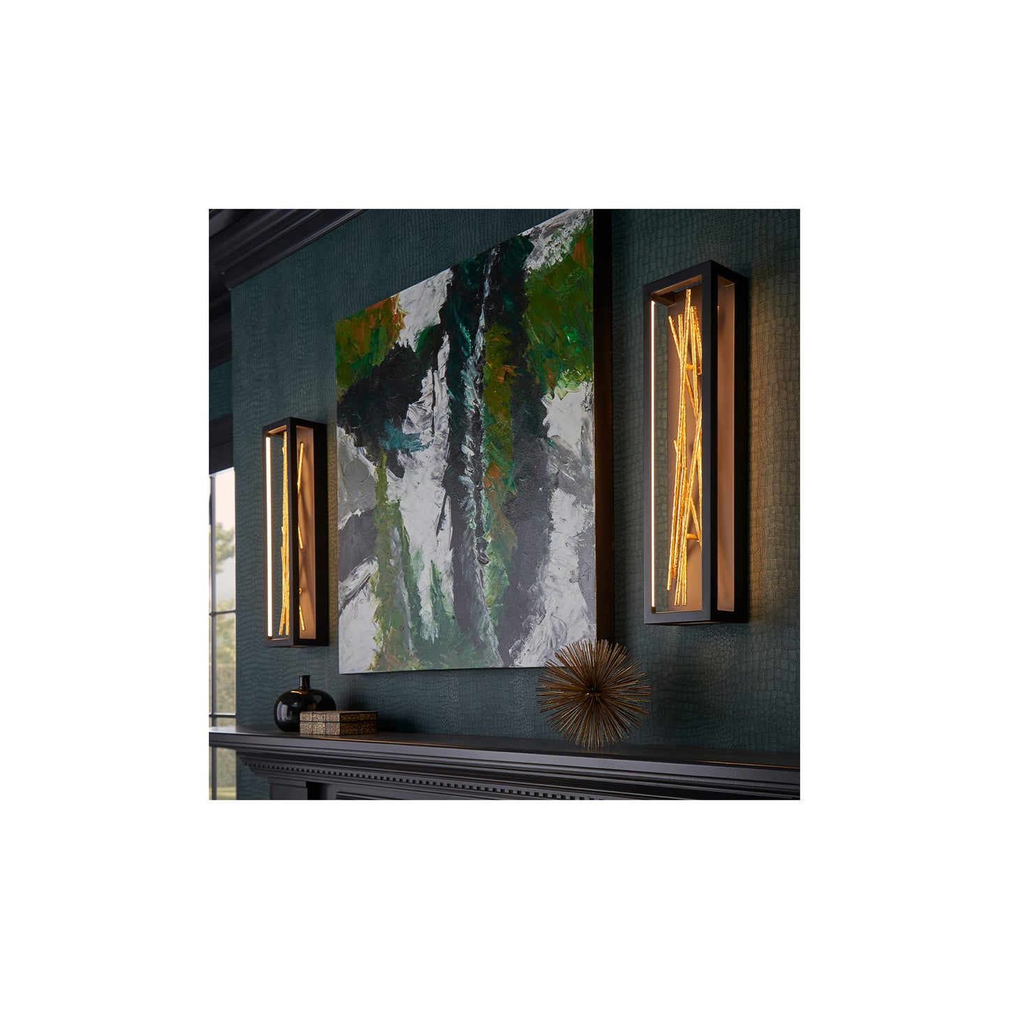 Styx LED Wall Light in Black & Gilded Gold