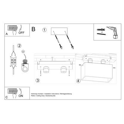 Quad 2-Light Ceiling Lamp