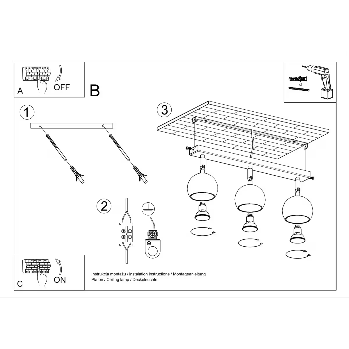 Oculare 3 Ceiling Light