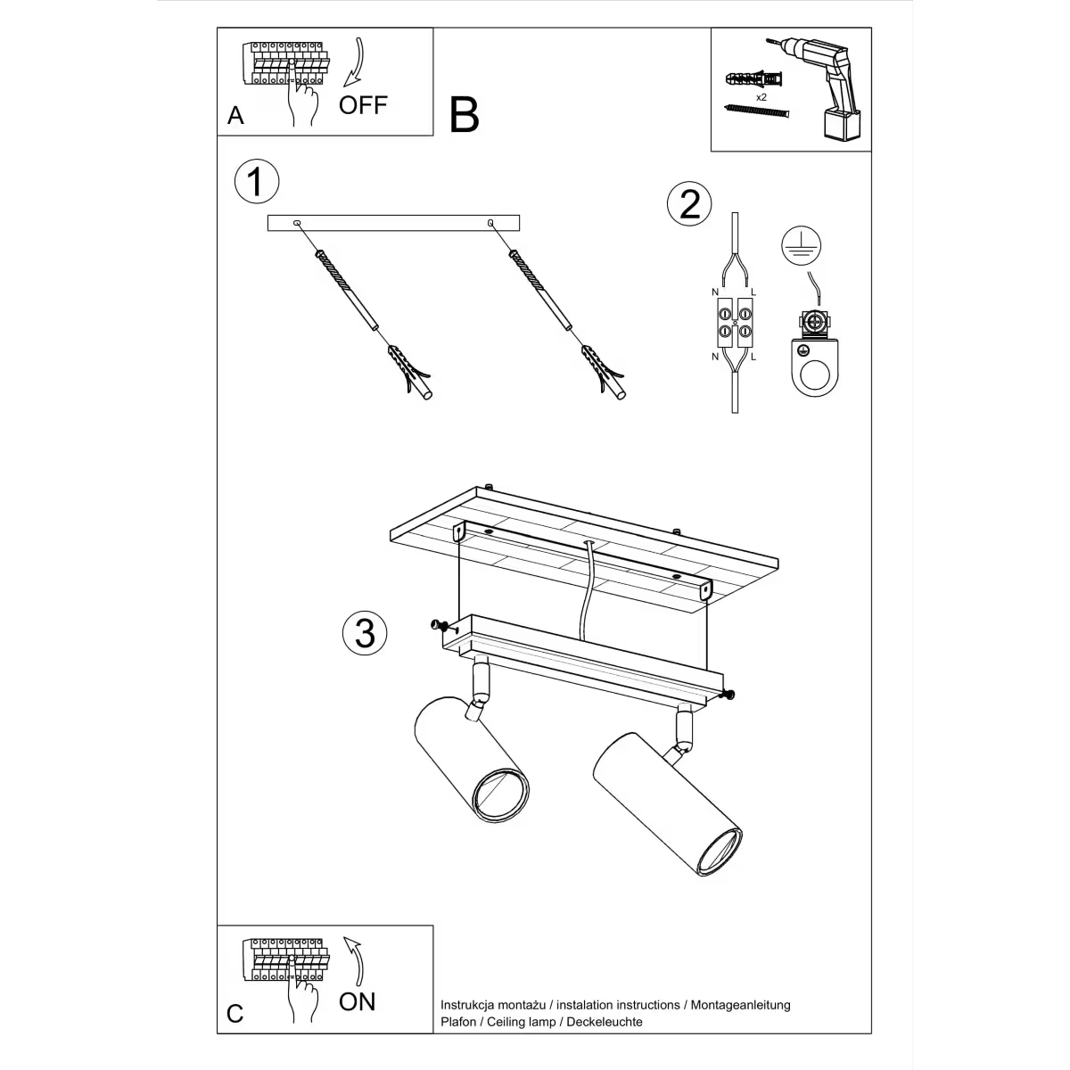 Direzione 2 Ceiling Light
