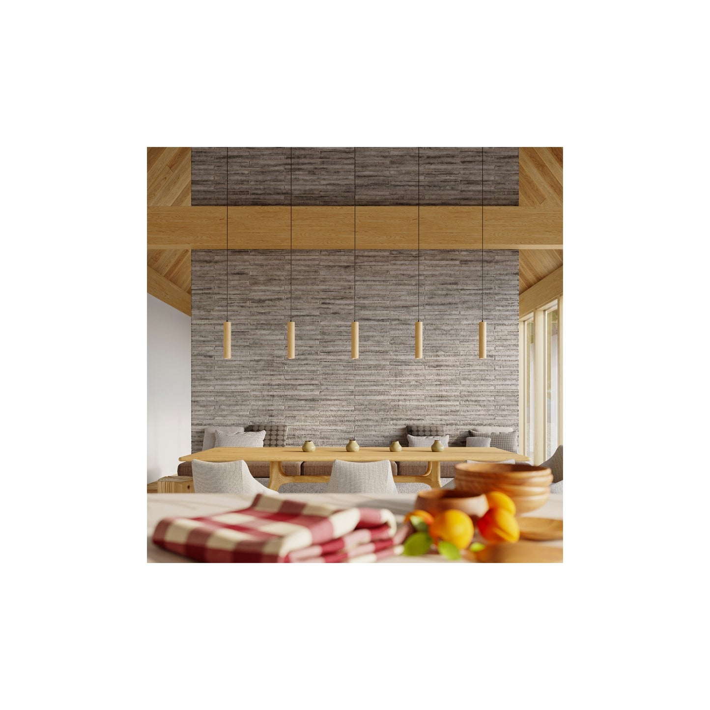 Lino 3 Pendant in Natural Wood