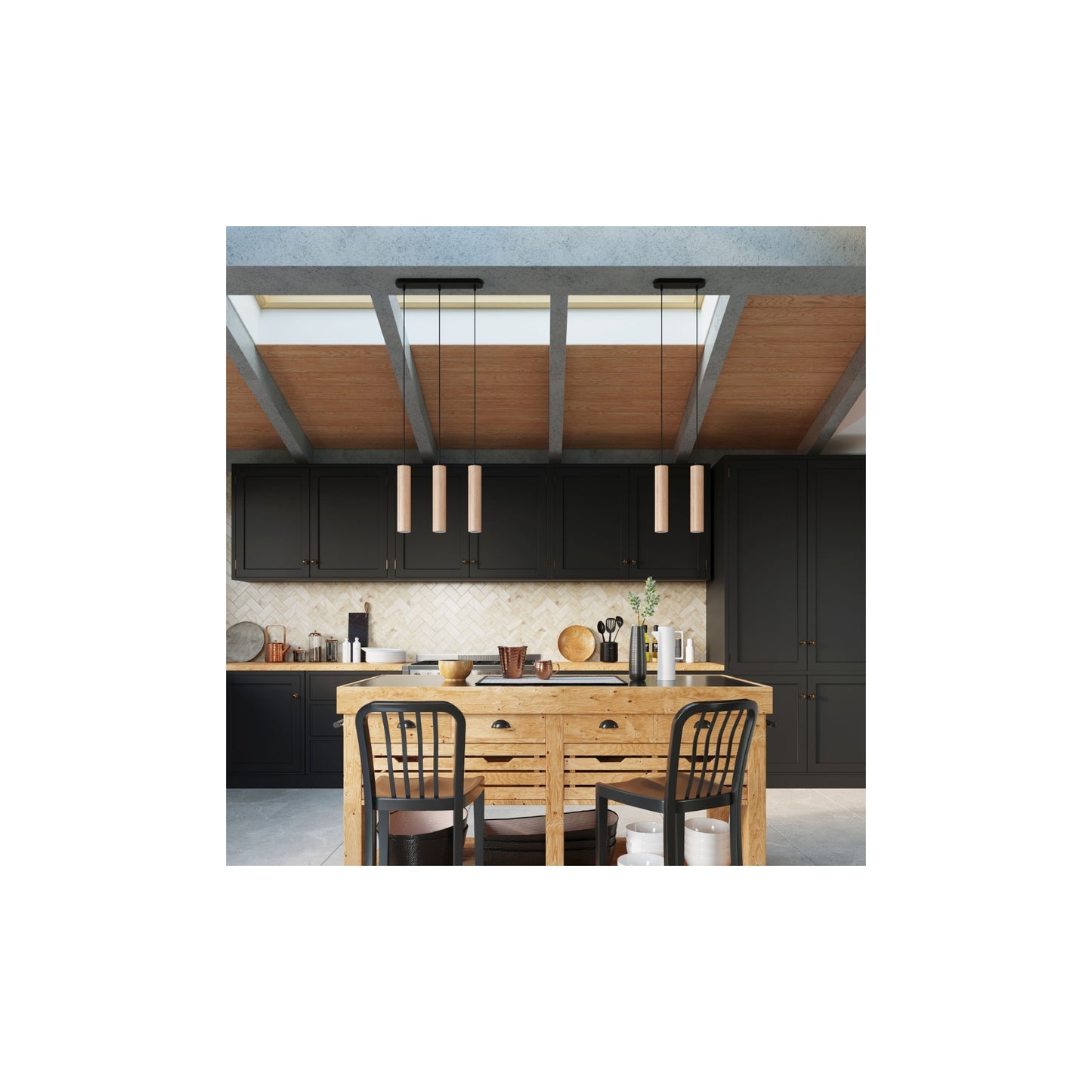 Lino 3 Pendant in Natural Wood