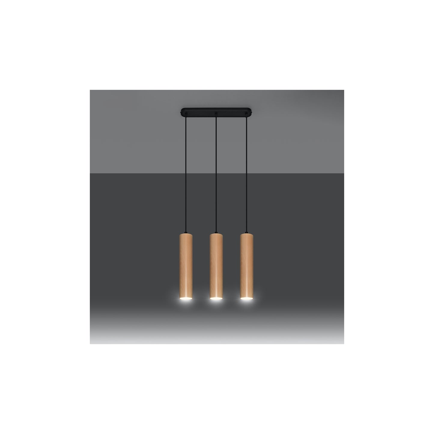 Lino 3 Pendant in Natural Wood