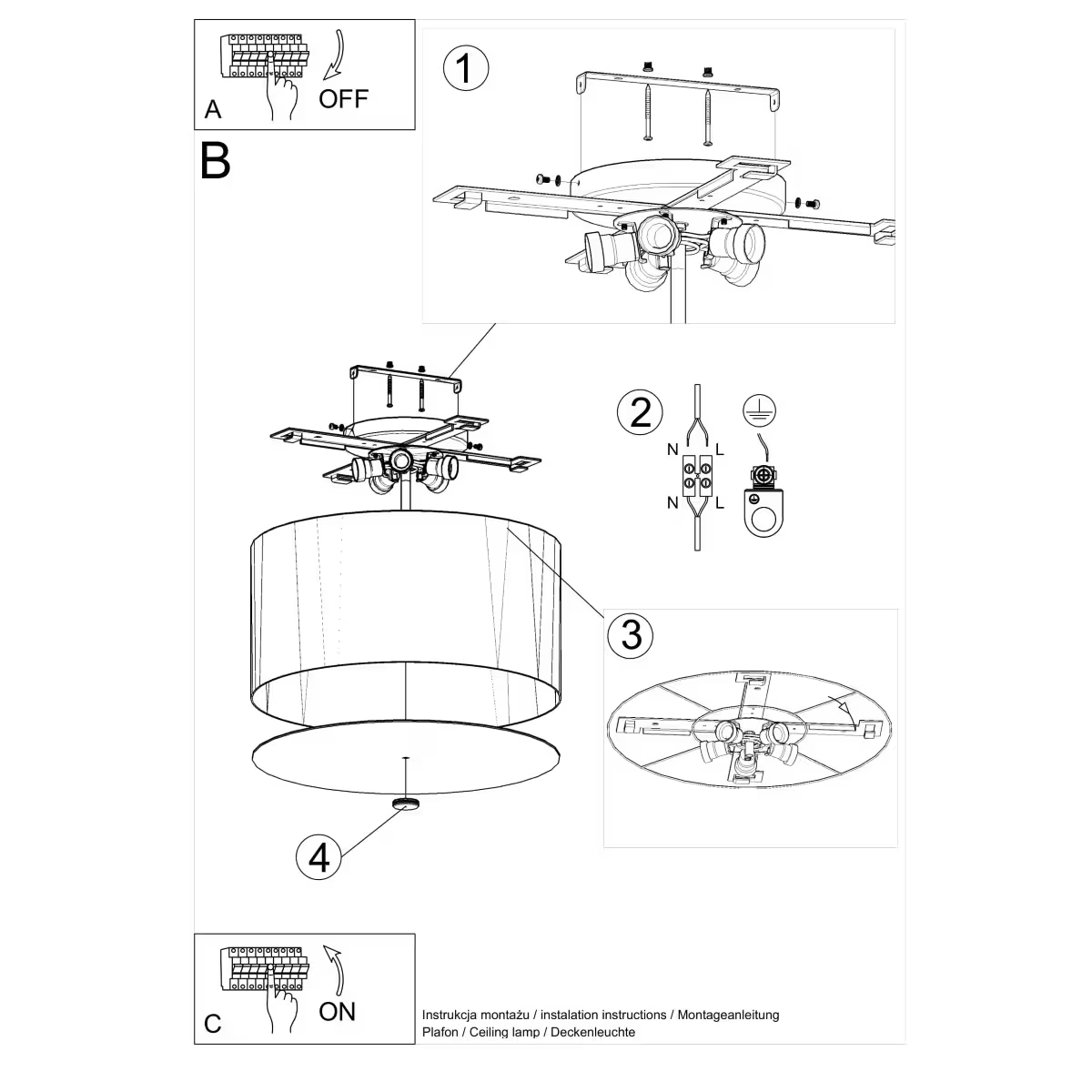 Otto 50 Ceiling Light in Black