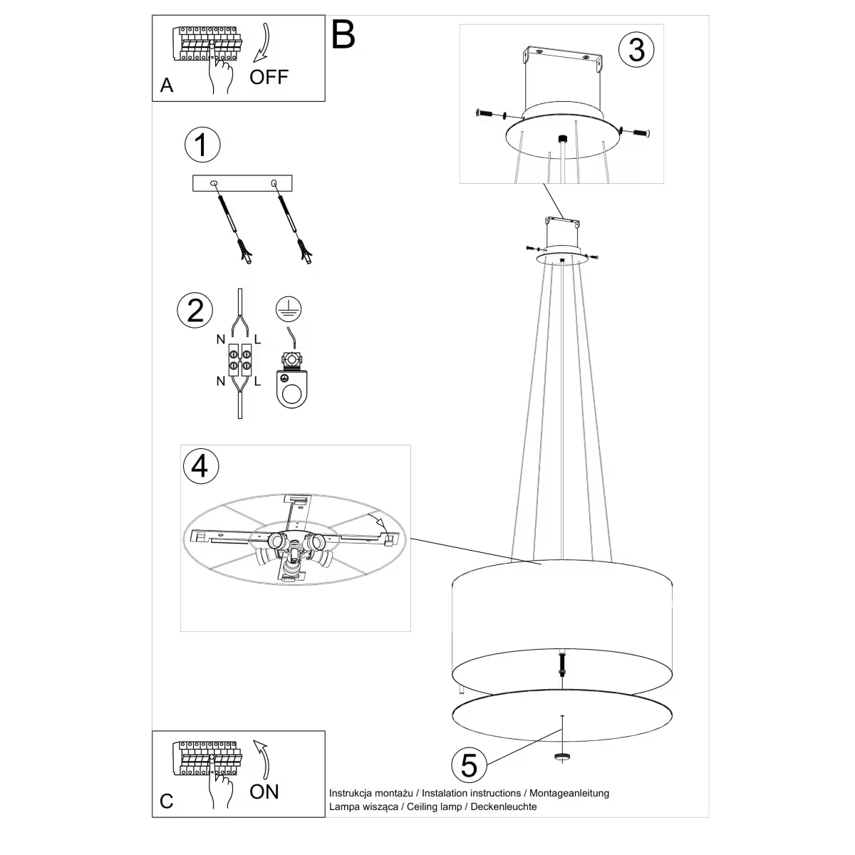 Otto 60 Chandelier in Black