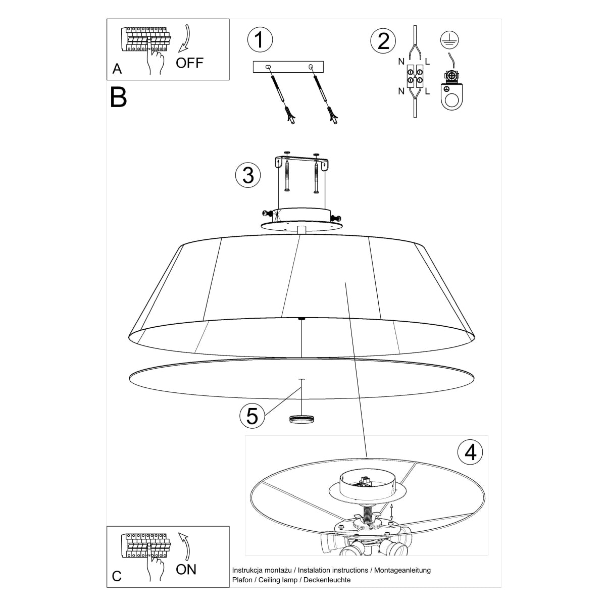 Sollux Vega Flush Ceiling Light