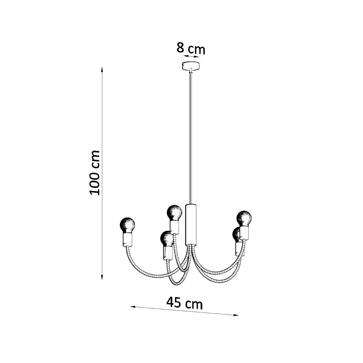 Piccolo 5 Chandelier in Black