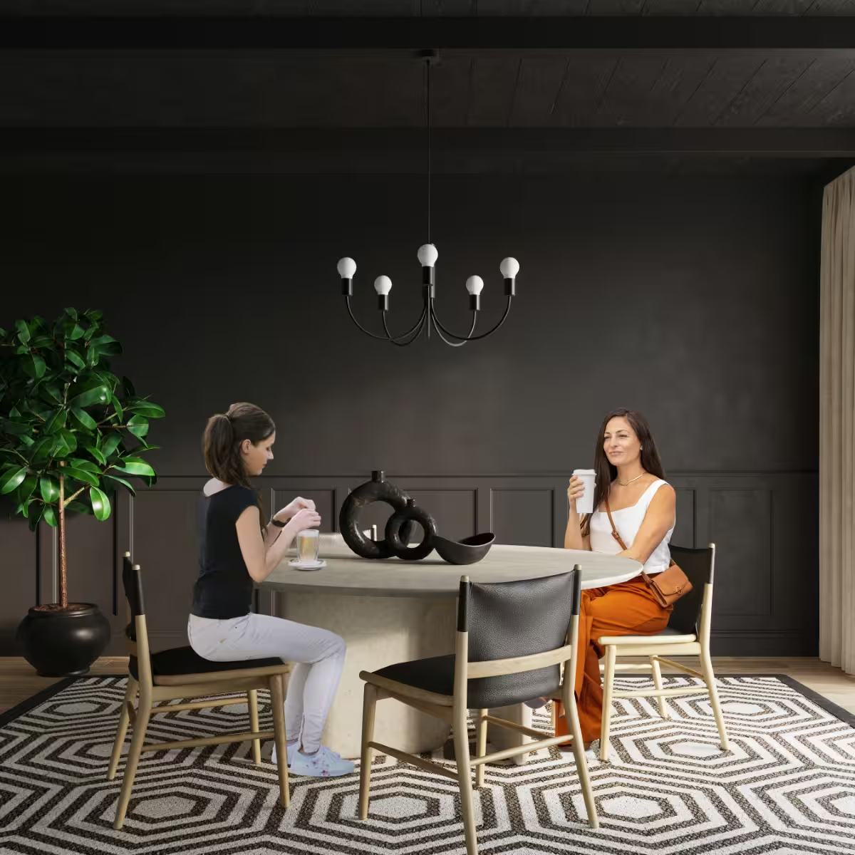 Piccolo 5 Chandelier in Black