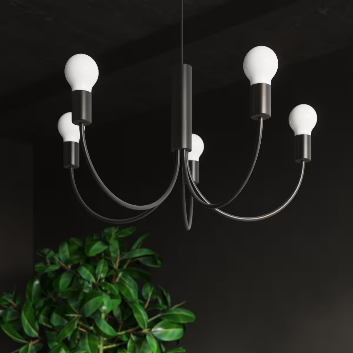 Piccolo 5 Chandelier in Black