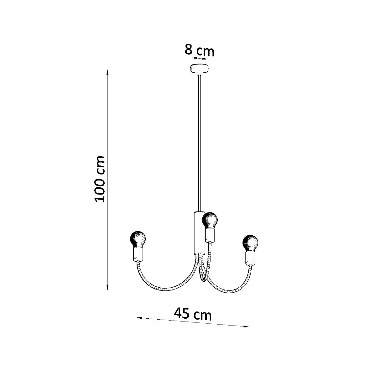 Piccolo 3 Chandelier in Black