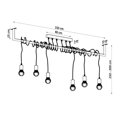 Salamanca 6 Chandelier in Black