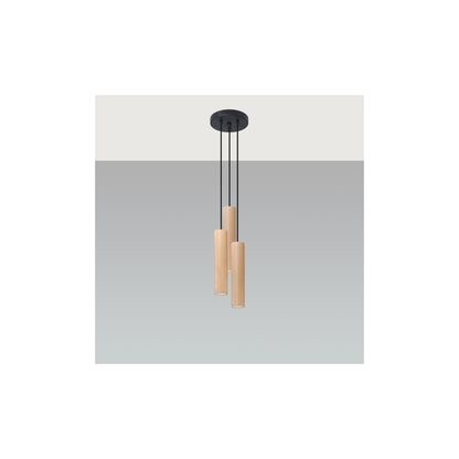 Lino 3P Pendant in Natural Wood
