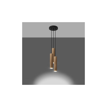 Lino 3P Pendant in Natural Wood