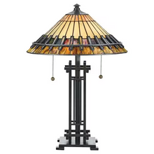 Chastain 2-Light Desk Lamp with Amber Glass Shade