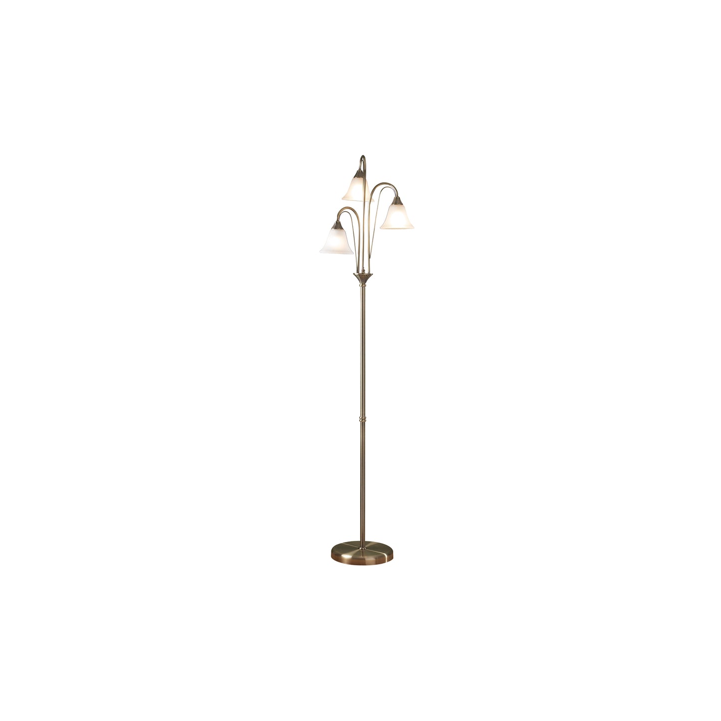 Boston 3-Light Floor Lamp Complete with Opal Glass/Antique Brass