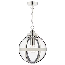 HEATH Single Polished Nickel Pendant with Clear Glass Panels