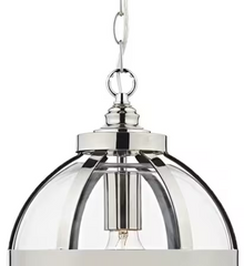 HEATH Single Polished Nickel Pendant with Clear Glass Panels