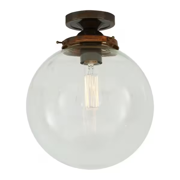 Riad Clear Glass Globe Flush Ceiling Light