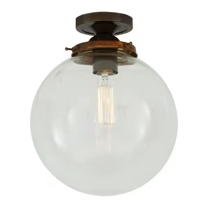 Riad Clear Glass Globe Flush Ceiling Light
