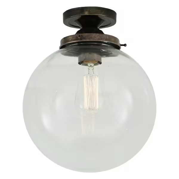 Riad Clear Glass Globe Flush Ceiling Light