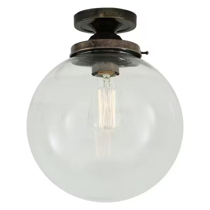 Riad Clear Glass Globe Flush Ceiling Light