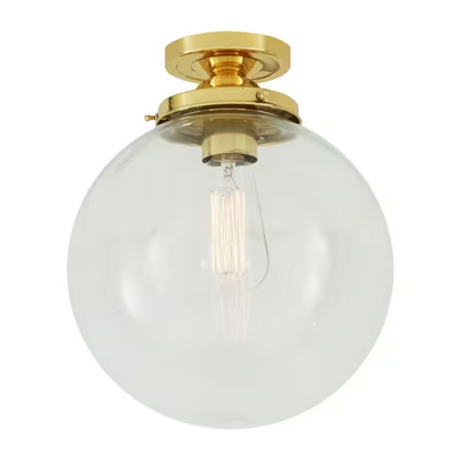Riad Clear Glass Globe Flush Ceiling Light