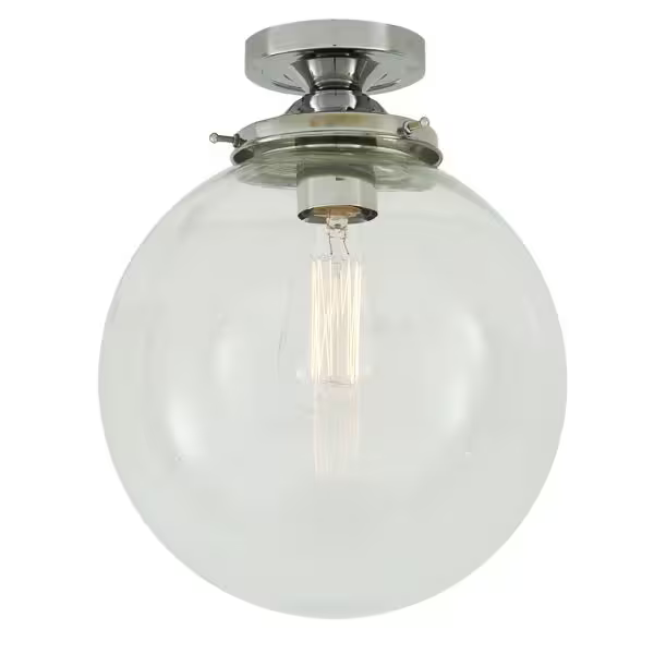 Riad Clear Glass Globe Flush Ceiling Light
