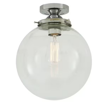 Riad Clear Glass Globe Flush Ceiling Light