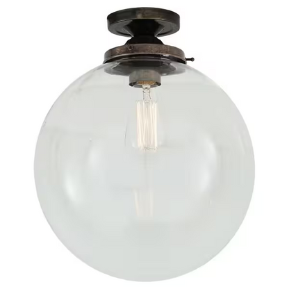 Riad Clear Glass Globe Flush Ceiling Light