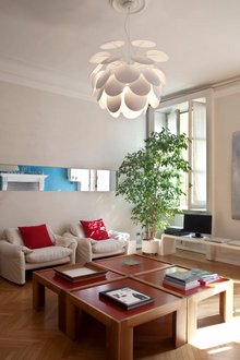 Discoco 53 Small Pendant with Opaque Discs On Chrome Sphere